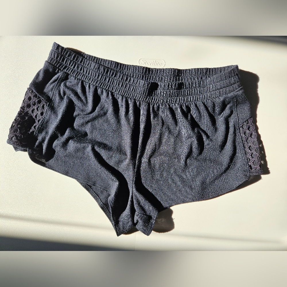 La SENZA Black cotton shorts sleep wear pajama pj short with sexy see thu size S